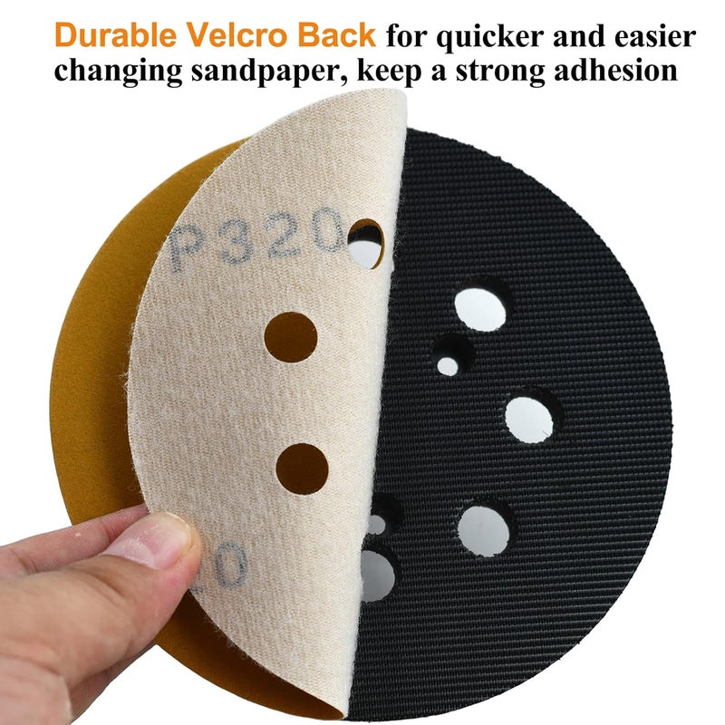 Aiyard 5-Inch 8-Hole Hook and Loop Sanding Discs 320-Grit Random Orbit Sandpaper, 50-Pack - Image 4